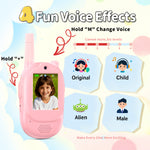 LM02 1 Pair Children Video Walkie Talkie 500m Range 120° Wide Angle Lens 1000mAh Type-C Charging Voice Changer Volume Adjustable Walkie Talkie Video Call