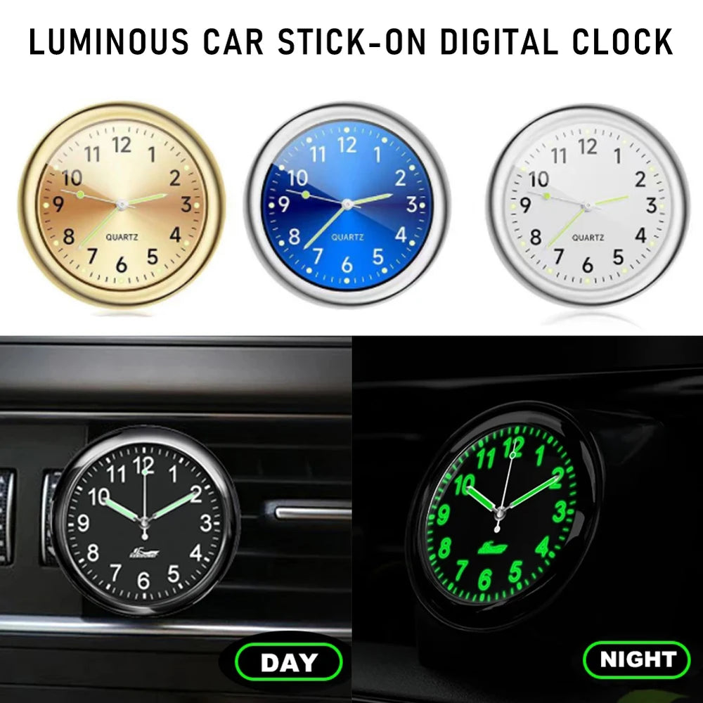 Car Dashboard Decoration Clock High Precision Quartz Clock with Night Glow Alloy Car Clock Watch