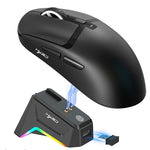 LinkMejor T10 Three-mode Wireless Gaming Mouse with RGB Charging Dock S205 Sensor 12000DPI 1KHz Report Rate 58g Lightweight 6-Keys Programmable Gamer Mice for PC Laptop Computer
