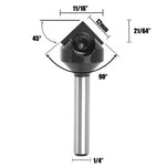 Insert Style Carbide Spoilboard V groove90° Single Flute Ruter Bit End Mills Woodworking Milling Cuttters Shank 1/4"