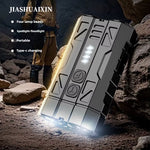 Bikight EDC Flashlight White Long Beam +3xTG3 LEDs Type-C Rechargeable Dual Switch Spotlight and  Floodlight Aluminum Alloy Tactical Flashlight for Outdoor Camping Hiking Emergency