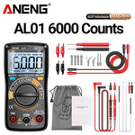LinkMejor AL01 Portable Digital Multimeter High Precision Voltage Current Resistance Capacitance Frequency Temperature Tester Inductance NCV Detection True RMS Backlight Display Auto-Off