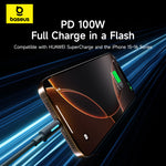 Baseus Vivid Speed PD100W USB-C to USB-C Cable Fast Charging Data Transmission Thickened Copper Core Line 1M/2M Long for iPhone 16 Pro 15 Pro Max for Huawei Mate XT for Xiaomi 15pro for Samsung Galaxy Z Flip6