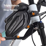 LinkMejor Bicycle Front Frame Separable Organizer Bag Waterproof Touch Screen Cycling Bag Triple Hoop Loop Fastening Bike Tube Bag for MTB Road