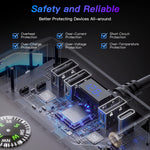 120W Car Charger Adapter 7 in 1 4 USB 3 Socket Splitter Charge Independent Switches DC Outlet Voltage Display With Compass