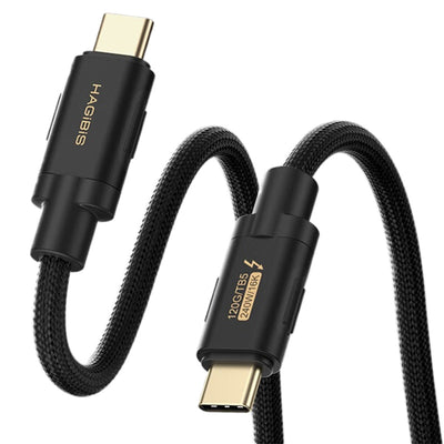 HAGiBiS Thunderbolt5 Type-C to Type-C Cable 120Gbps 240W PD3.1 Fast Charge 16K@60Hz Video 8K Triple Display Bi-Directional 80Gbps Data Sync High Speed Transmission 0.5M/1M Long Cables for Laptop TV
