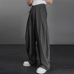 LinkMejor Men Solid Color Straight Legged Pants Loose Fit Casual Hook Loop Zipper Long Trousers Large Size for Big Men S-5XL