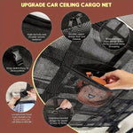 IPRee 30 Pockets Heavy Duty Car Ceiling Cargo Net Double-Layer Mesh Organizer for Trucks & SUVs, Perfect for Road Trips & Camping