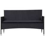 3-Seater Garden Sofa with Cushions Black Poly Rattan