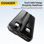 LinkMejor ES-D023 22.5W 37/74Wh 10000/20000mAh Digital Display Power Bank with 2 Integrated Cables External Battery Power Supply with 2 Inputs & 4 Outputs Support PD QC2.0/3.0 SCP FCP PPS AFC Fast Charging for iPhone 16 15 14 Pro Max for Huawei for SAMSUNG
