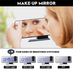 LinkMejor Mirror Alarm Clock Big Screen Temperature and Humidity Display with Radio and Time Projection Function Electronic Clock Rechargeable