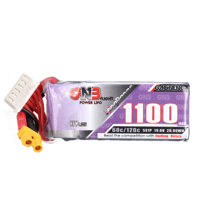 LinkMejor GNB 19V 1100mAh 60C 5S HV LiPo Battery XT30/XT60 Plug for FPV Racing Drone