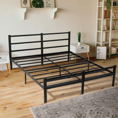 Lusimo King Bed Frame with Headboard 14 Inch Platform Bed Frame No Box Spring Needed Metal King Size Bed Frame with Storage  Heavy Duty Steel Slat and Anti-Slip Support Easy Quick Lock Assembly