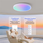 Elfeland 48W RGB Ceiling Light Remote Control with 16 Million Colors Dimmable Multiple Scene Modes LED Flush Mount Ceiling Lamp