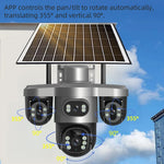 15MP HD V380 Pro Solar Powered PTZ Camera Three Lens Auto Tracking 10X Zoom Color Night Vision IP66 Wireless Outdoor Security Camera