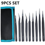 9/10 Pcs Tweezers Set Bag Stainless Steel Anti-Static Precision Tweezers for Electronic Mobile Phone Repair Tools Hand Tools