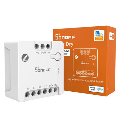 LinkMejor MINI-ZBD MINI Dry Zigbee3.0 Dry Contact Smart Switch Output with NO/NC Support Flexible AC & DC Power Works with Zigbe Hub
