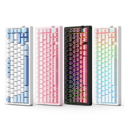 LinkMejor G75 V2 Tri-mode Customized Mechanical Keyboard with Volume Control Knob 81 keys Hot-swappable Gasket Structure RGB Light 10000mAh E-sports Gaming Keyboards for PC Laptop Computer