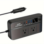 200W Car Inverter DC 12V to 110V AC Power Inverter for Car Charger Adapter with PD 20W USB-C Dual USB Ports and QC3.0 Fast Charging Port