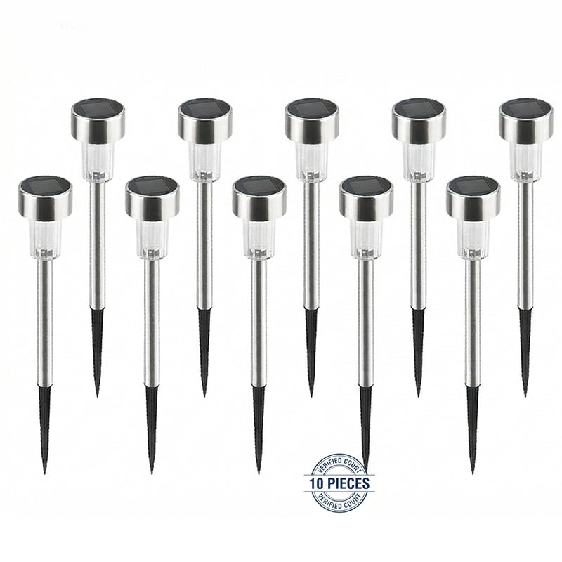 Elfeland 10PCS LED Solar Lawn Path Light Stainless Steel Waterproof Garden Landscape Lamp for Home Street Decoration