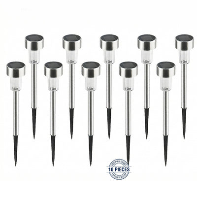 Elfeland 10PCS LED Solar Lawn Path Light Stainless Steel Waterproof Garden Landscape Lamp for Home Street Decoration