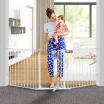 LinkMejor White/Black Adjustable Auto Close Metal Baby Gate with Swing Door For Doorway Stairs