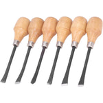 6pcs Wood Carving Chisel Set Ergonomic Beech Wood Handle Heat Treated Steel Blades Professional Woodworking Tools for DIY Craft Carving and Turning