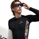 LinkMejor Men Full Body Dive Skins Wetsuit UPF50+ Sun Protection Quick-drying One-piece Long Sleeve Diving Top Pant Front Zip High Elastic Thin Snorkeling Clothes for Surfing Swimming