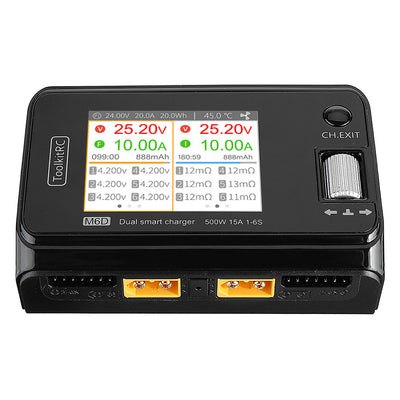 LinkMejor M6D 500W 15A High Power DC Dual Smart Charger Discharger for 1-6S Lipo LiHV Lion NiMh Pb Battery