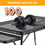Xmund Outdoor Folding Table with Two Wings, Camping Table with a Mesh Surface, Portable Adjustable Height Barbecue Table, Aluminium Alloy Dining Table for Picnics, Camping, Barbecues, And The Beach