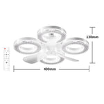 Elfeland 3/4-Head E27 LED Crystal-Inspired Ceiling Fan Light 3 Color Temperature 2/4H Timer 3 Levels Speed Adjustable Fan Lamp Remote Control for Indoor Rooms