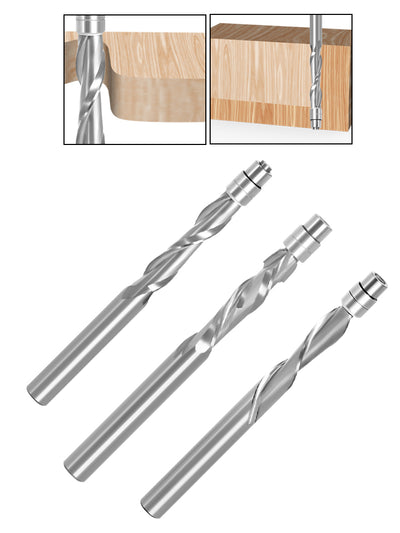 LinkMejor 1/4 Inch 6.35mm Shank Solid Carbide Top Bearing Guided Two Flute Flush Trim Router Bits Woodworking Milling Cutters End Mill