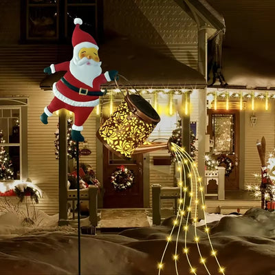 Elfeland Santa Claus Solar Kettle Lights Garden Lawn Christmas Decorative Lights Kettle Ground Lamp Solar Night Lights Outdoor Garden Decoration