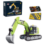 LinkMejor HG4-301 RTR 1/64 2.4G Mini RC Excavator Alloy Bucket 270 °Rotation Support App Remote Controlled LED Light Sound Engineering Vehicles Two Speed Desktop Toys Model Collection Gift For Boys