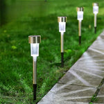 Elfeland 10PCS LED Solar Lawn Path Light Stainless Steel Waterproof Garden Landscape Lamp for Home Street Decoration
