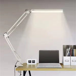 10W LED Desk Lamp with Clamp Adjustable Swing Arm Dimmable 10 Brightness Levels 3 Color Modes Eye-Care Lighting for Home Office