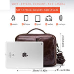 LinkMejor Genuine Leather Mens Shoulder Bag Business Crossbody Bag Male Briefcase Messenger Bag Men's Casual Handbags Vintage Flap Clutch Purse Tote