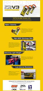 LinkMejor R-LINE Version 3.0 14.8V 1800mAh 120C 4S Lipo Battery XT60 Plug for FPV RC Drone