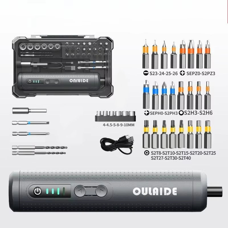 LinkMejor 8.8F Electric Screwdriver Set Rechargeable 2000mAh Type-C Portable Power Tools with LED Light 28 Bits Home Repair Kit