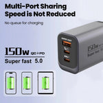 150W 3-Port USB PD Charger USB-A+2USB-C PD QC3.0 Fast Charging Wall Charger Adapter EU Plug for iPhone 17 17Pro Max 16 15 14 for Huawei Mate XTs for Xiaomi 17pro for OPPO for VIVO