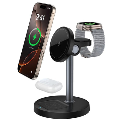 S11 15W Magnetic Wireless Charger Fast Wireless Charging Stand for Smart Phones for iPhone 16 16 Pro 15 14 13 Pro Max for Huawei Pura X for Xiaomi 15pro for Airpods for Apple Watch