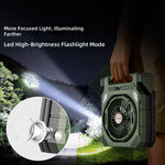 Xmund Solar Camping Fan With Light 10W Panel 10400mAh Battery 4 Speed 180 Oscillation USB Charger Power Bank For Outdoor Tent Emergency