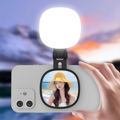 K04 Magnetic Foldable Selfie Light Rechargeable LED Fill Light for Phone with 3 Color Temperatures Adjustable 270° Flip Pocket Portable for Vlog TikTok Live Streaming Video Call