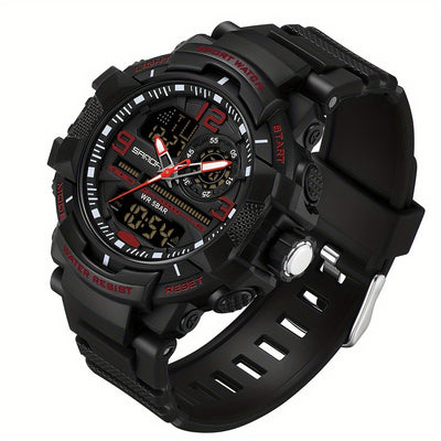 LinkMejor Men's Dual Display Sports Digital Watches Alarm Clock Day Weeks Multi-functional Luminous Wrist Watch