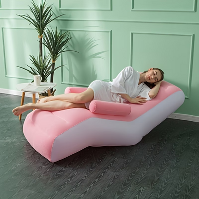 Xmund Folding Lazy Sofa Inflatable Lounge Chair Sofa Thickened Folds Compactly Gaming Lounger Air Bench For Leisure Bed Sleeping