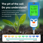 6 in 1 Soil Meter PH Tester LCD Display Light Fertility Temperature Moisture Humidity Analyzer Gardening Tool Battery Powered Eco-Friendly