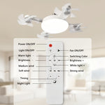 Elfeland Creative Drone-Style E27 LED Fan Light 2-in-1 Lighting & 3 Speed Fan with Remote Control Dimmable Timer for Living Room Bedroom
