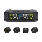 Solar-Powered Wireless TPMS 433.92MHz LED Display Car Tire Pressure Monitoring System with 4 Sensors Real-time Monitoring
