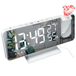 LinkMejor Mirror Alarm Clock Big Screen Temperature and Humidity Display with Radio and Time Projection Function Electronic Clock Rechargeable