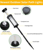 Elfeland 2PCS Solar Pathway Warm Lights Outdoor Waterproof Solar Powered Garden for Walkway Yard Backyard Landscape Lighting Decorative